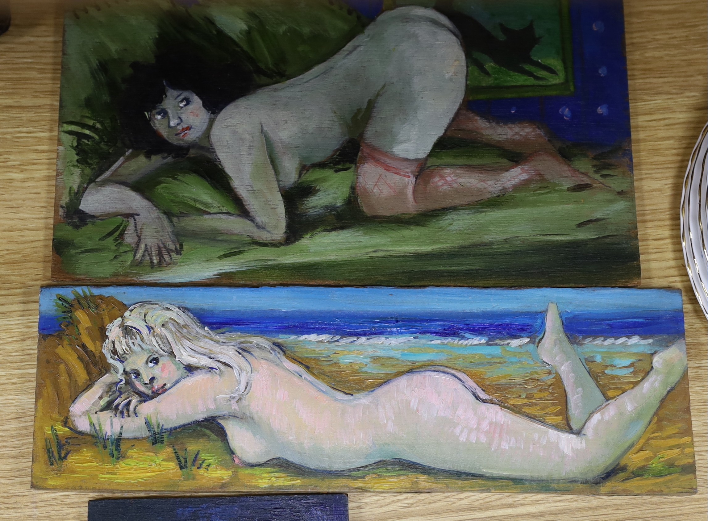 Gabriel Summers (b.1962), four oils on panel, Female nudes, all signed and dated verso, c.1996, largest 19 x 30cm, unframed